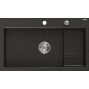 MEXEN MEXEN - Omar granitový drez 800 x 480 mm, čierna / zlatá metalik, sifón chróm 6520801005-75 vyobraziť