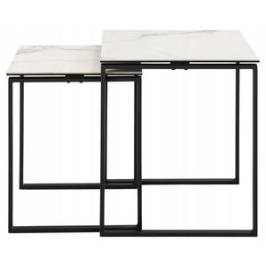 Sada 2 konferenčních stolků Katrine bílý mramor/černá vyobraziť