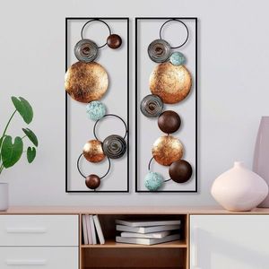 Sada 2 ks nástěnných kovových dekorací Textured - 9 vícebarevná vyobraziť