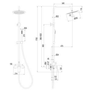 INVENA - Sprchový stĺp TREND meď AU-P9-B14-L vyobraziť