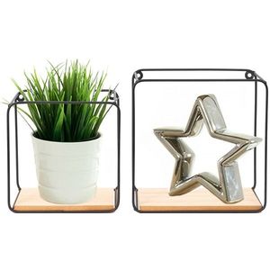 Sada 2 ks polic DOUBLE černá/hnědá vyobraziť