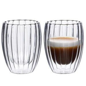 Sada 2 ks skleněných hrnků PETER STRIPES 300 ml čirá vyobraziť