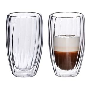 Sada 2 ks skleněných hrnků PETER STRIPES 450 ml čirá vyobraziť