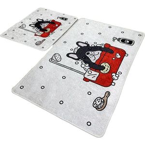 Sada 2 kusů koupelnových předložek Dogs Shower šedá vyobraziť