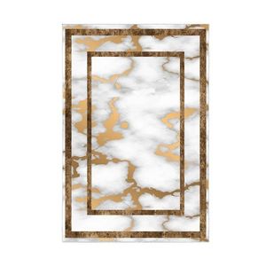 Sada 2 kusů koupelnových předložek MarmorLike bílá/zlatá vyobraziť