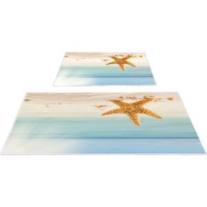 Sada 2 kusů koupelnových předložek Starfish modrá/béžová vyobraziť