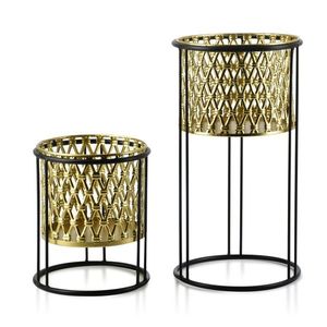 Sada 2 kvetináčov SWEN 20xh40cm, 18xh22, 5cm zlatočierna vyobraziť