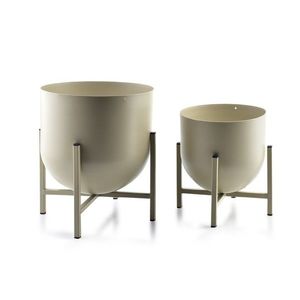 Sada 2 květináčů na stojanu SWEN I béžová vyobraziť