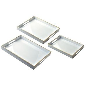 Sada 3 ks dekorativních podnosů ISALYN bílá vyobraziť