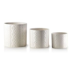 Sada 3 kvetináčov Neva VII biela so vzorom vyobraziť