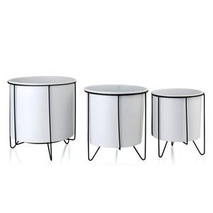 Sada 3 květináčů na stojanu SWEN bílá vyobraziť