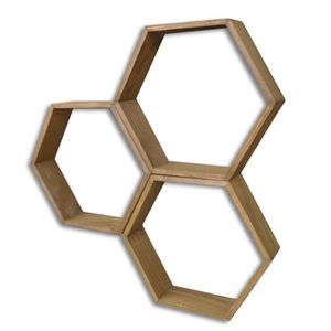 Sada 3 nástěnných polic HEX ořech vyobraziť