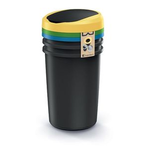 Sada 3 odpadkových košů COMPACTO 3 x 40 L černá vyobraziť