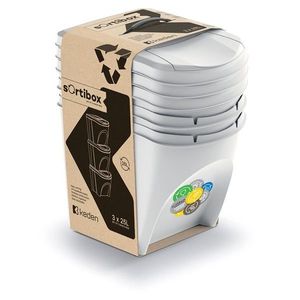 Sada 3 odpadkových košů Soorti 3 x 25 L popelavě šedá vyobraziť