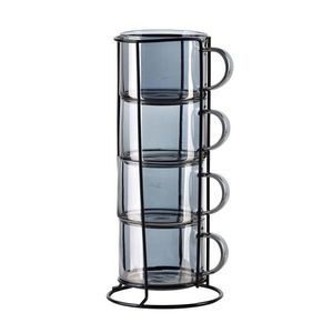 Sada 4 ks hrnků PETER GREY 350 ml šedá vyobraziť