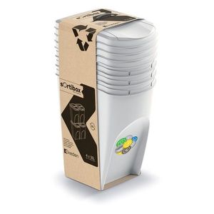 Sada 4 odpadkových košov Soorti na triedený odpad 4 x 35 l biela vyobraziť