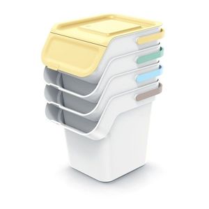 Sada 4 odpadkových košů KADDI s filtrem 4 x 20 L popelavě šedá vyobraziť