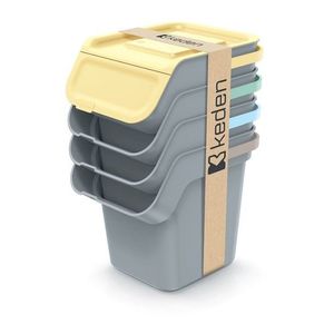 Sada 4 odpadkových košů KADDI s filtrem 4 x 20 L světle šedá vyobraziť