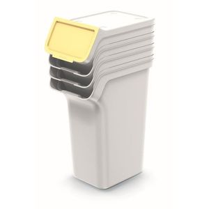 Sada 4 odpadkových košů STACKBOXER Q 4 x 25 L popelavě šedá vyobraziť