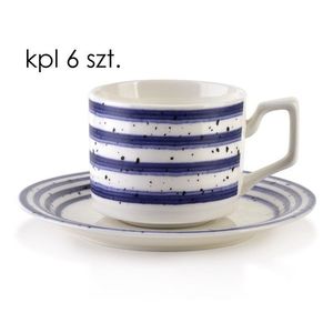 Sada 6 ks šálků s podšálkem Joy 210 ml bílá/modrá vyobraziť