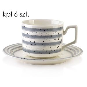 Sada 6 ks šálků s podšálkem Joy 210 ml bílá/šedá vyobraziť