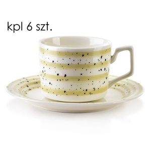 Sada 6 ks šálků s podšálkem Joy 210 ml bílá/žlutá vyobraziť
