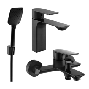 Sada batérií MEXEN ALEXA XIV - umývadlová batéria + vaňová batéria so sprchou čierna vyobraziť