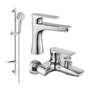Sada batérií MEXEN AXEL VIII umývadlová batéria + vaňová batéria so sprchou chróm vyobraziť