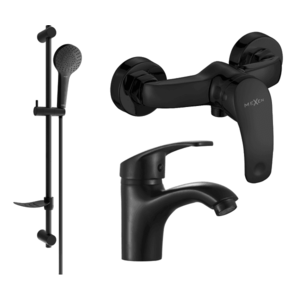 Sada baterií Mexen Fabia DF05 - umyvadlová baterie + sprchová baterie se sprchou černá vyobraziť