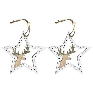 Sada drevených vianočných ozdôb Renif 2 ks bielo-hnedá vyobraziť