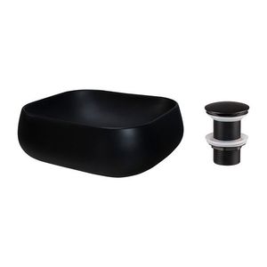 Sada keramického umyvadla na desku a výpusti Nika 45 cm černá vyobraziť