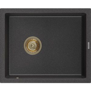 MEXEN/S MEXEN/S - Pedro granitový drez 1-miska 560 x 460 mm, čierna kropenatý, sifón zlatá 6508561000-76-G vyobraziť
