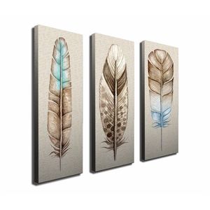 Sada obrazov Feathers 3 ks hnedá vyobraziť