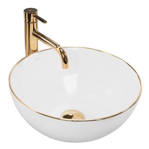 REA - Umývadlo na dosku STELLA - biele gold edge REA-U7445 vyobraziť