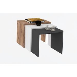 Sada tří konferenčních stolků Gül antracit/bílý/hnědý vyobraziť