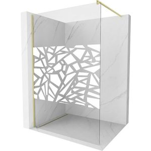 MEXEN/S - Kioto Sprchová zástena WALK-IN 110 x 200, biely vzor 8 mm, zlatá kartáčovaná 800-110-101-55-85 vyobraziť