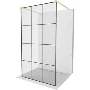 MEXEN/S - Kioto samostatne stojaca sprchová zástena 110 x 200, čierny vzor 8 mm, zlatko kartáčovaná 800-110-002-55-77 vyobraziť