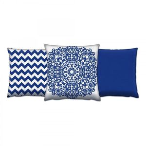 Sada vzorovaných polštářů VAPO 3 ks 43x43 cm modré/bílé vyobraziť