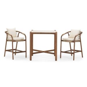 Sada zahradního barového nábytku Rovigo z masivu akáciové dřevo hnědá/béžová vyobraziť