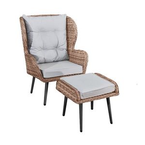 Sada zahradního křesla a taburetu Aperto hnědá/šedá vyobraziť