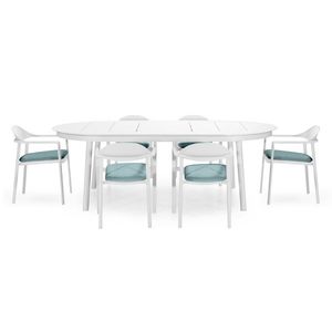 Sada zahradního nábytku Marinelli s rozkládacím stolem a šesti židlemi bílá/zelená vyobraziť