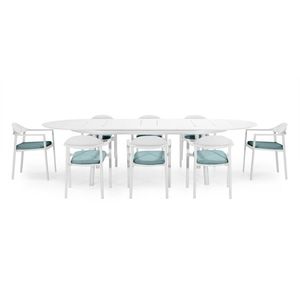 Sada zahradního nábytku Marinelli s rozkládacím stolem as osmi židlemi bílá/zelená vyobraziť