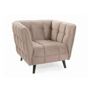 Sametové křeslo Castello béžové/wenge vyobraziť