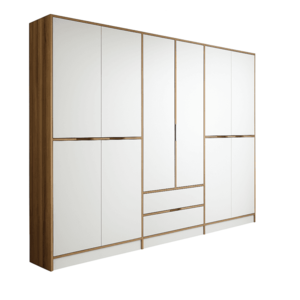 Šatní skříň Elina 270 cm bílá/ořech vyobraziť
