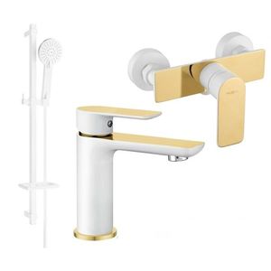 MEXEN/S - Alfa DQ40 Set umývadlovej a sprchovej batérie s príslušenstvom, bielo/zlatá 745704DQ40-25 vyobraziť