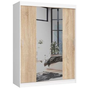 Šatníková skriňa so zrkadlom Reton 150 cm biela/dub sonoma vyobraziť