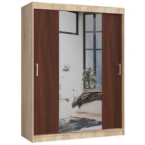Šatníková skriňa so zrkadlom Reton 150 cm dub sonoma/wenge vyobraziť