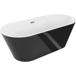 MEXEN/S - Flavia voľne stojaca vaňa 150 x 75, biela/čierna, sifón a prepad ružové zlato 54031507575-60 vyobraziť