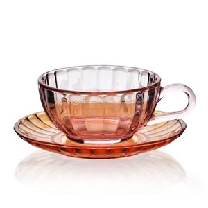 Skleněný šálek s podšálkem VINI 210 ml oranžový/růžový vyobraziť