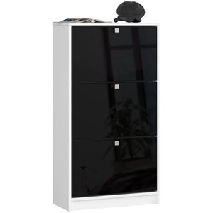 Skriňa na topánky Marienne 60 cm - 3 dvierka biela/čierna vyobraziť